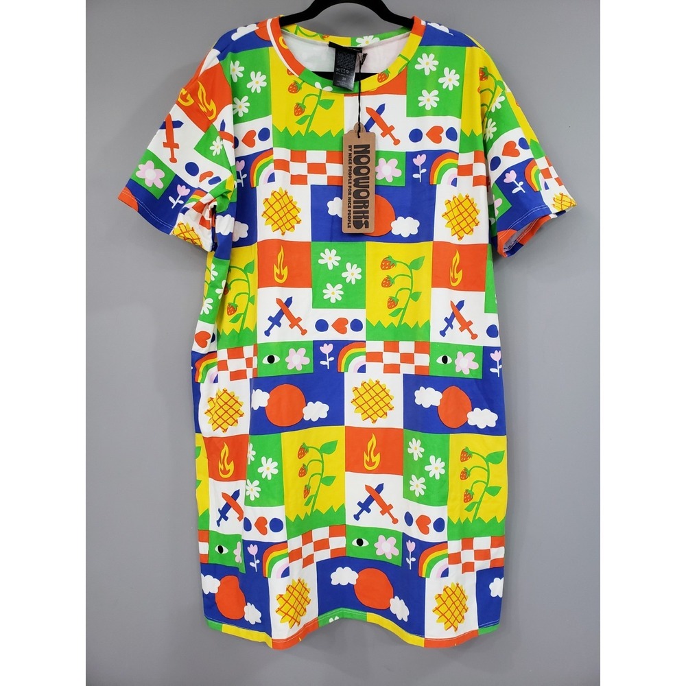 NEW Nooworks T Shirt Dress PLUS SIZE 2X - Tee GENTIHOMME patchwork garden hippie